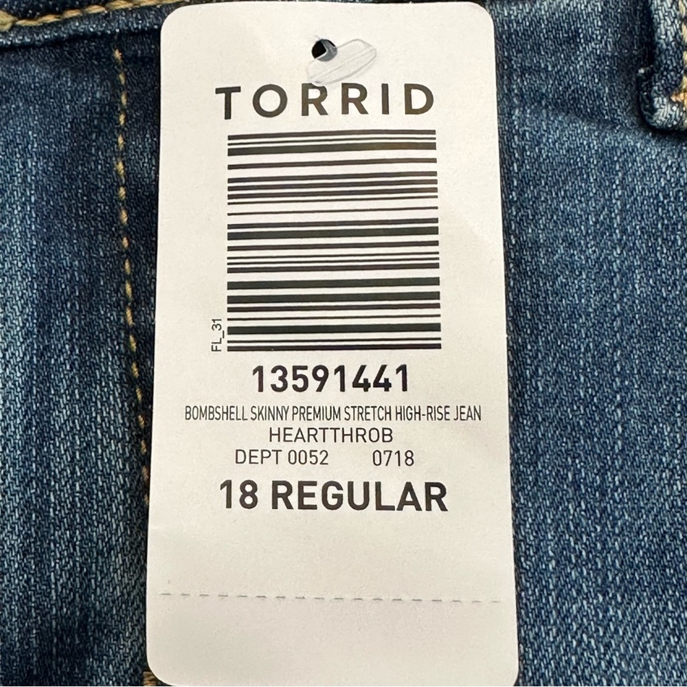 Torrid Heartthrob Blue Bombshell Skinny Jeans, Plus Size 18R, Women's Denim, New - Picture 8 of 13